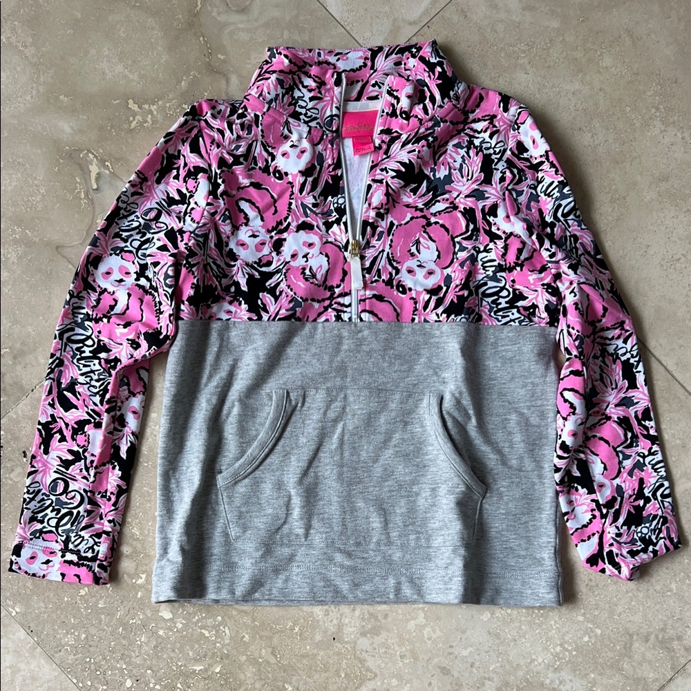 Lilly Pulitzer Skipper Popover Pink and Black Panda Print Girl’s Large (8-10)